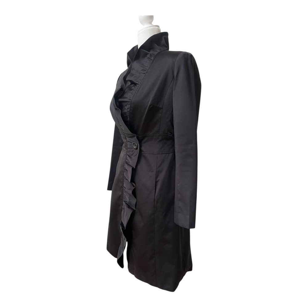White House Black Market Black Trench Coat Size 00 - Picture 2 of 15
